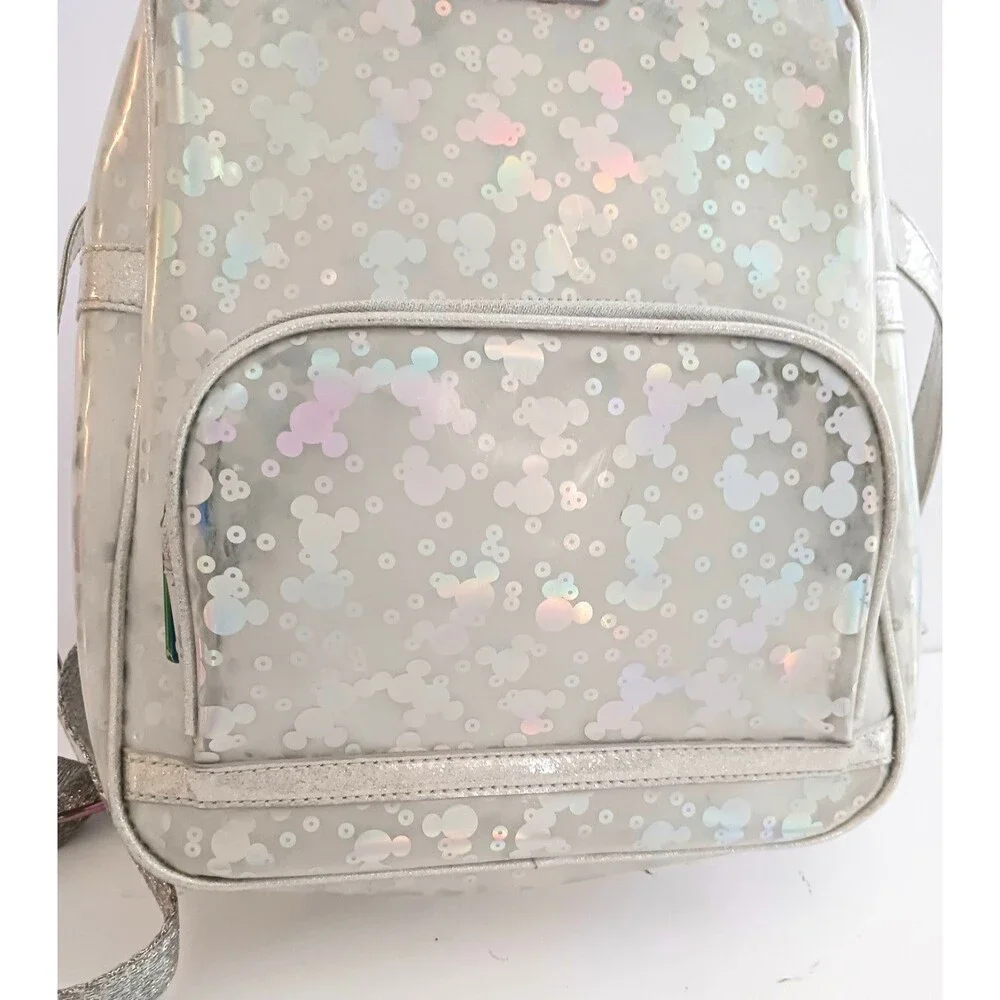 Disney Parks Loungefly Magic Mirror Metallic Mini Backpack Clear Holographic